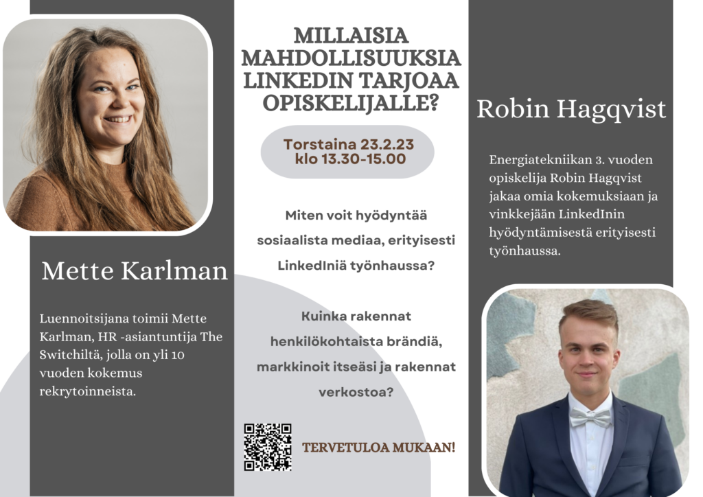 Millaisia mahdollisuuksia LinkedIn tarjoaa opiskelijalle? -webinaari 23.2.2023